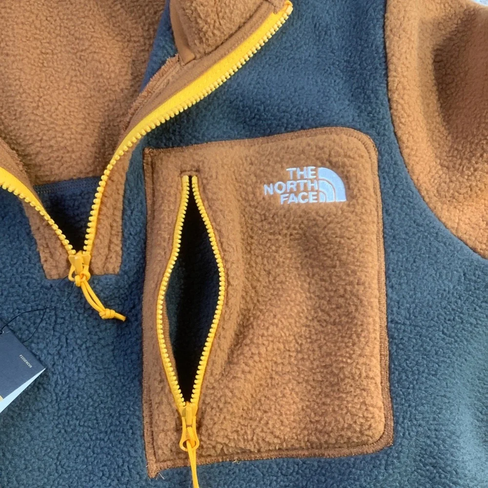 The North Face Mens Yumiori 1/4 Zip Fleece Jacket Asphalt Grey Orange Size M NWT